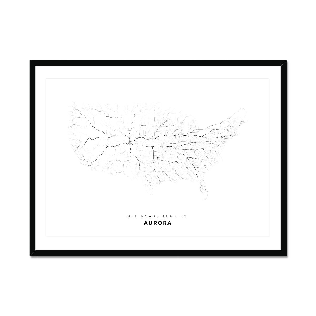 All roads lead to Aurora (United States of America) Fine Art Map Print