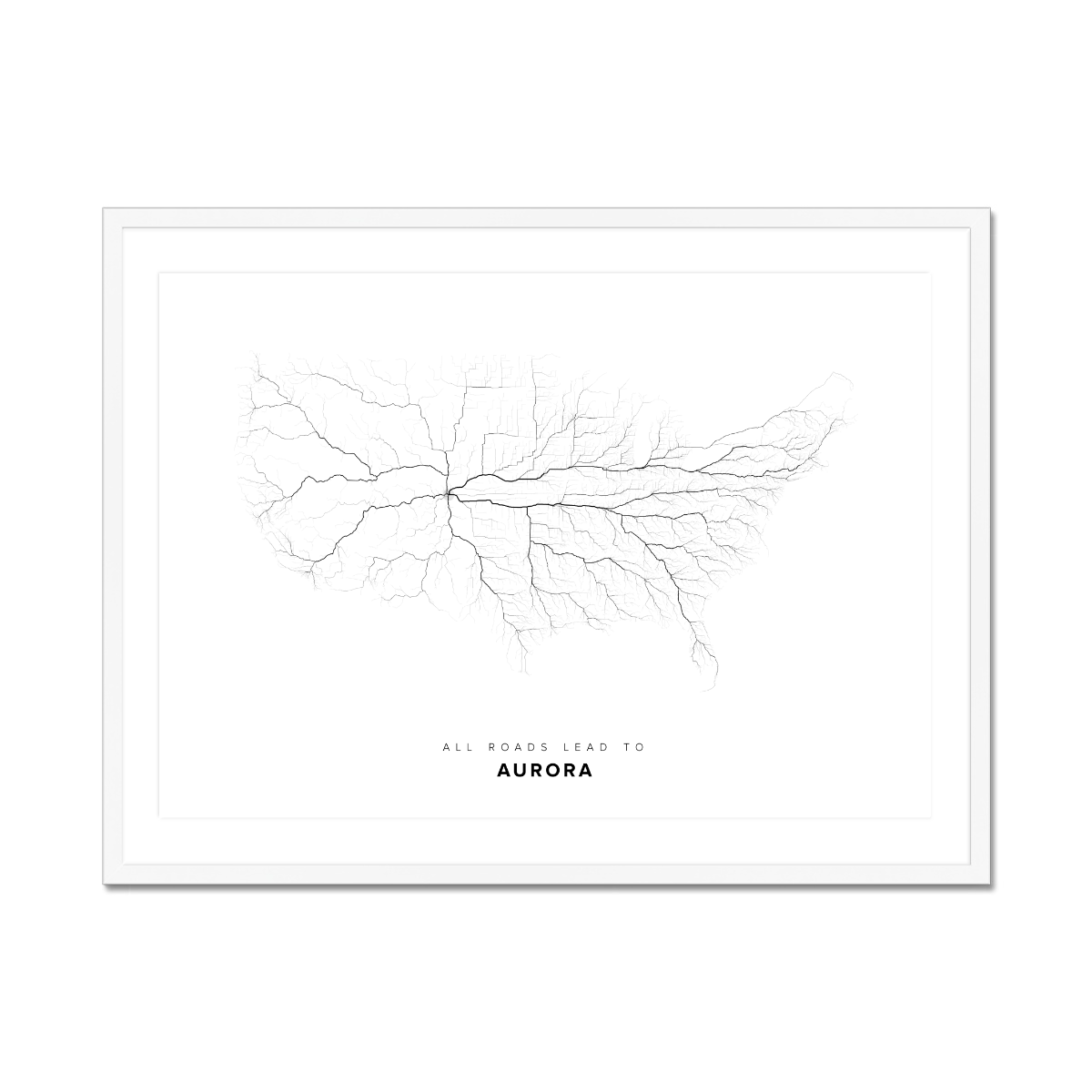 All roads lead to Aurora (United States of America) Fine Art Map Print