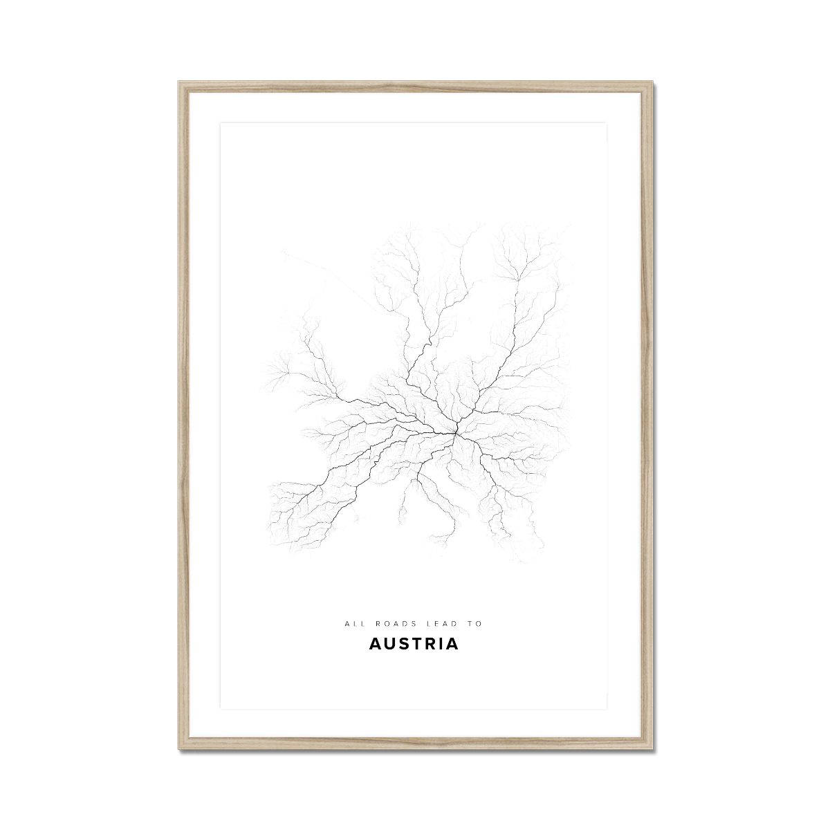 All roads lead to Austria Fine Art Map Print