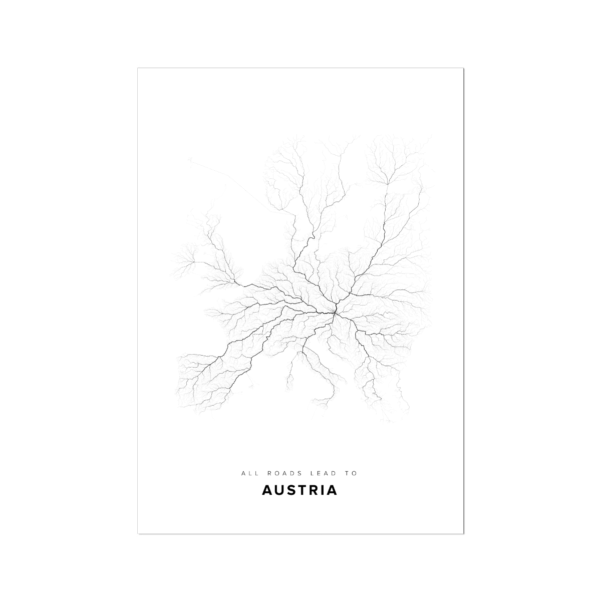 All roads lead to Austria Fine Art Map Print