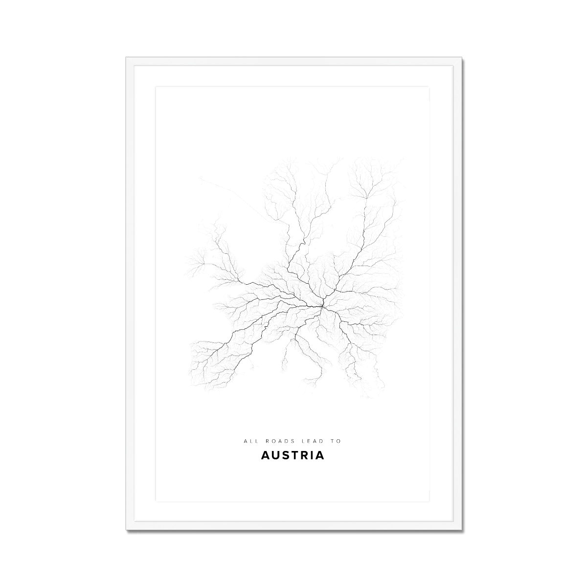 All roads lead to Austria Fine Art Map Print