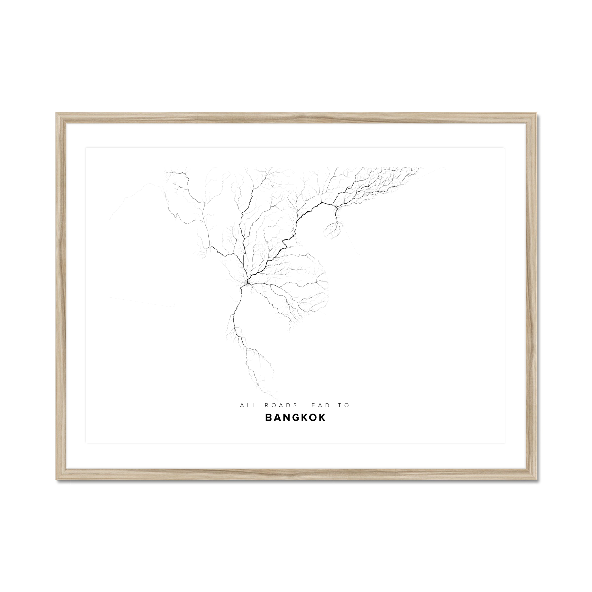 All roads lead to Bangkok (Thailand) Fine Art Map Print