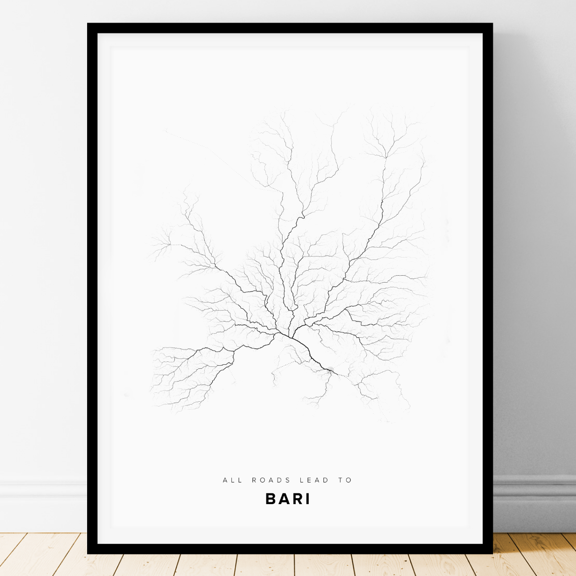 All roads lead to Bari (Italy) Fine Art Map Print