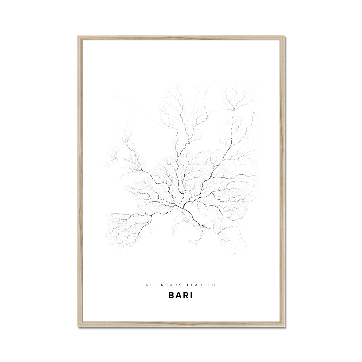 All roads lead to Bari (Italy) Fine Art Map Print