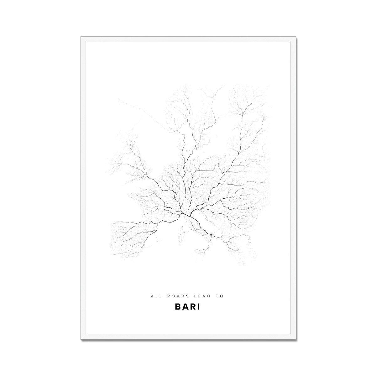All roads lead to Bari (Italy) Fine Art Map Print