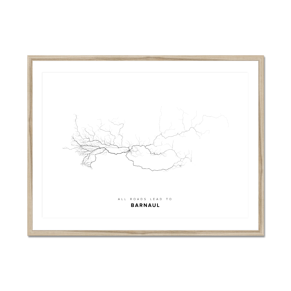 All roads lead to Barnaul (Russian Federation) Fine Art Map Print