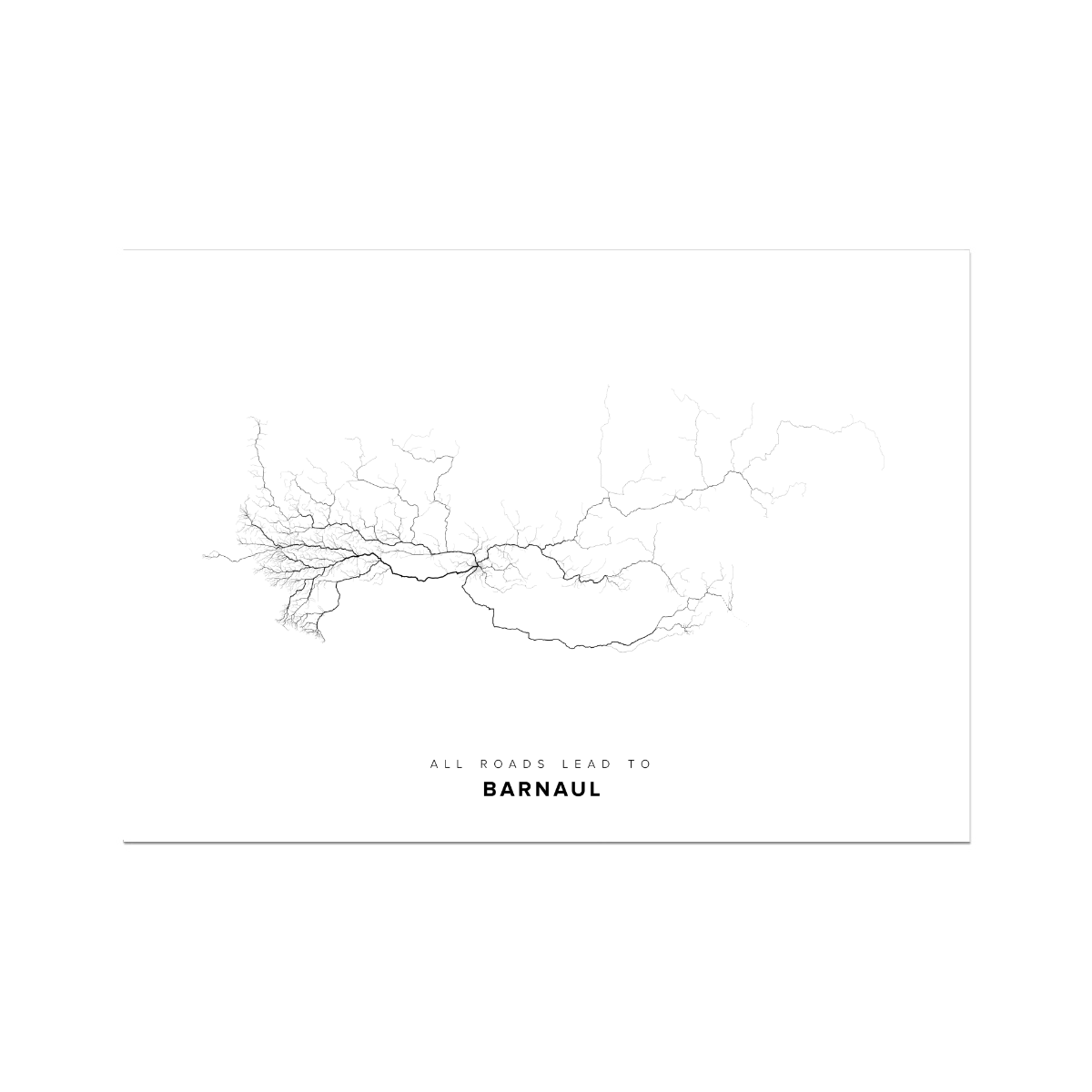 All roads lead to Barnaul (Russian Federation) Fine Art Map Print