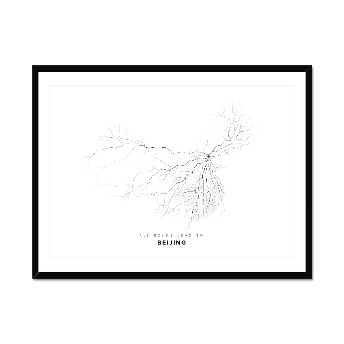 All roads lead to Beijing (China) Fine Art Map Print