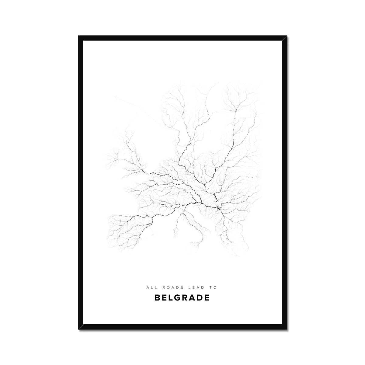 All roads lead to Belgrade (Serbia) Fine Art Map Print