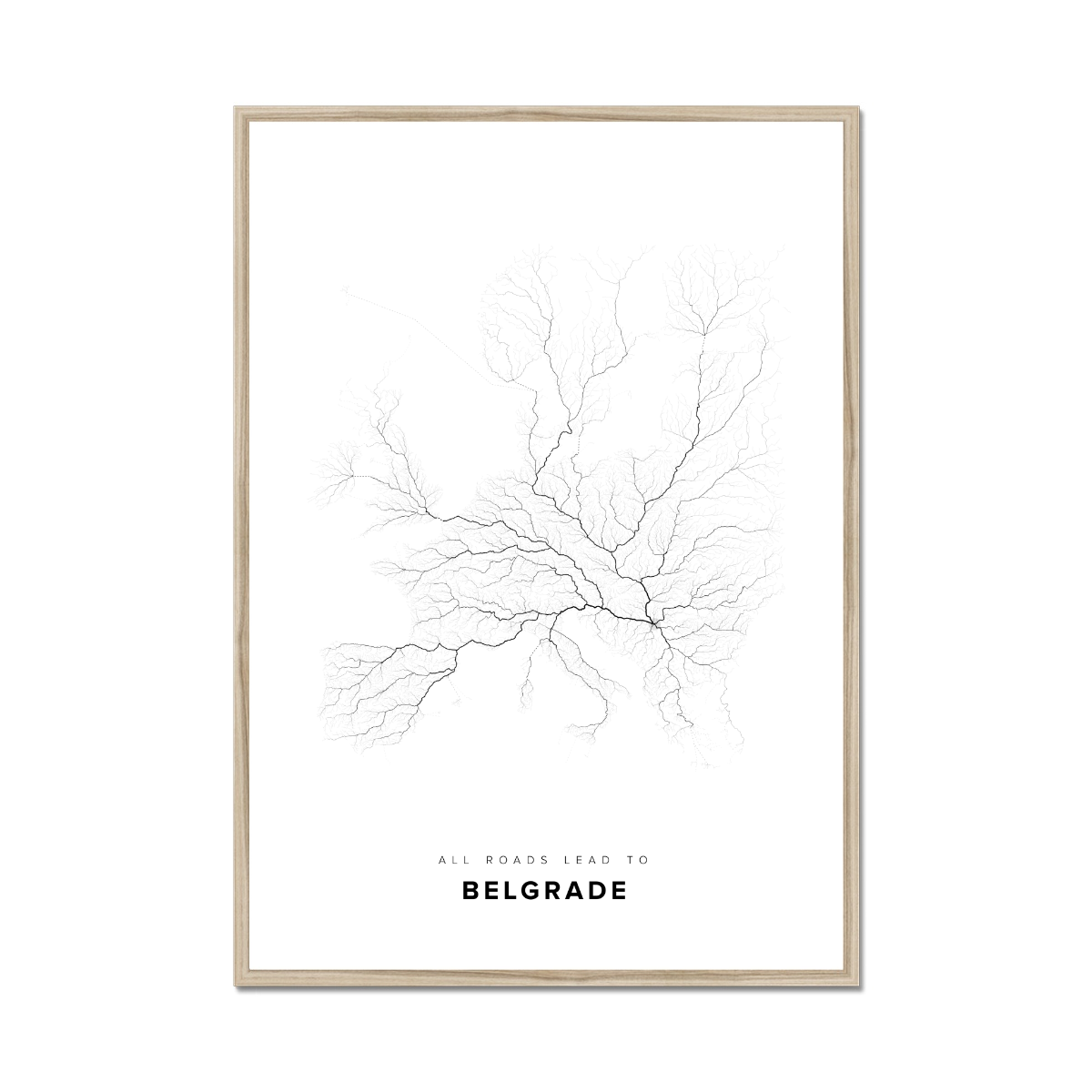 All roads lead to Belgrade (Serbia) Fine Art Map Print