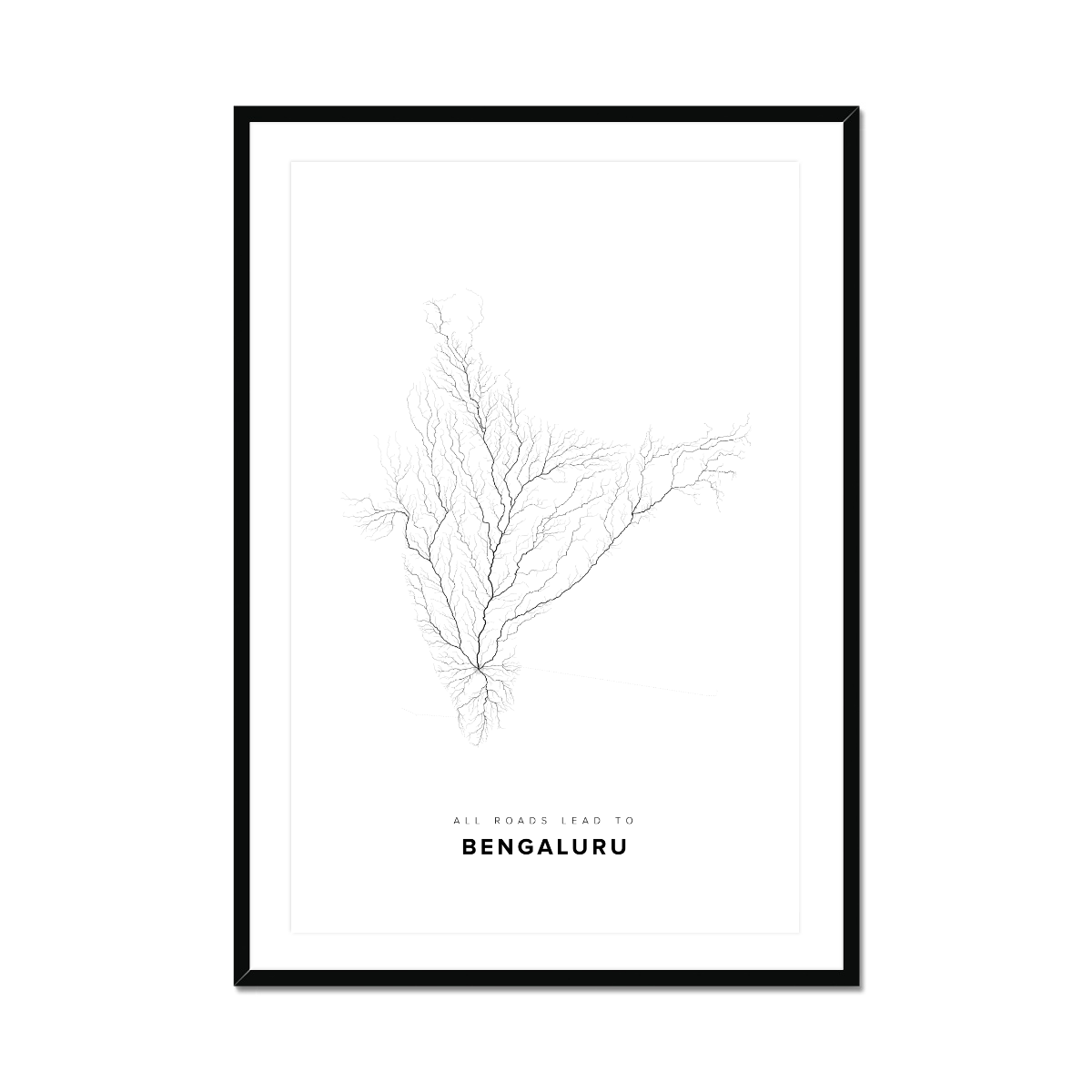 All roads lead to Bengaluru (India) Fine Art Map Print