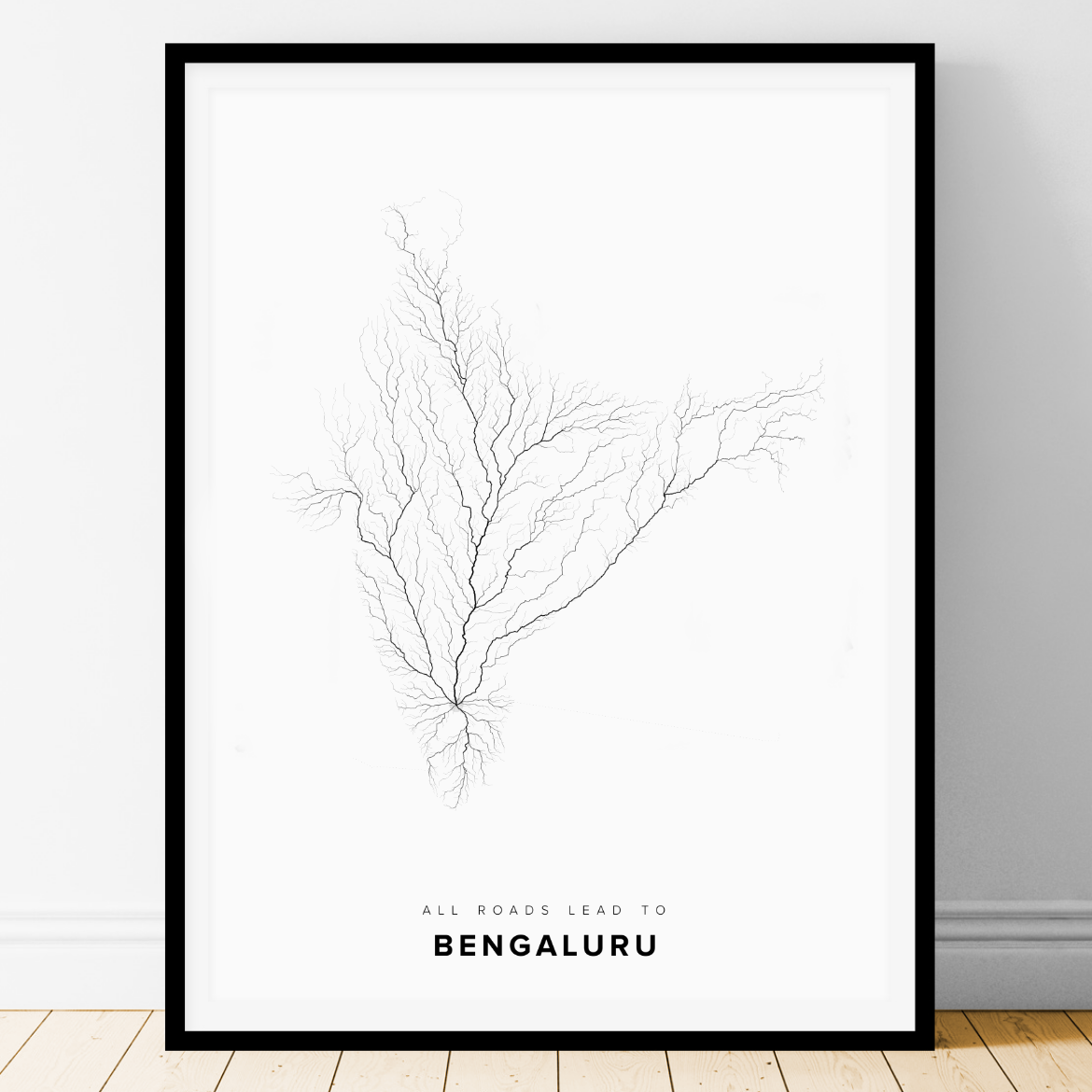 All roads lead to Bengaluru (India) Fine Art Map Print