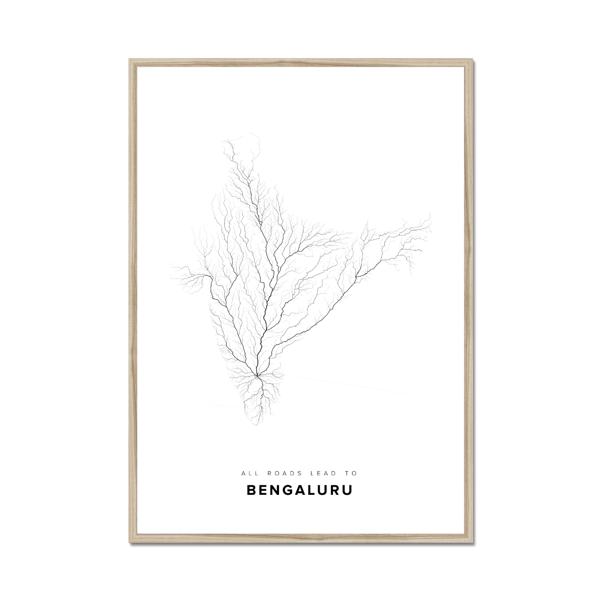 All roads lead to Bengaluru (India) Fine Art Map Print