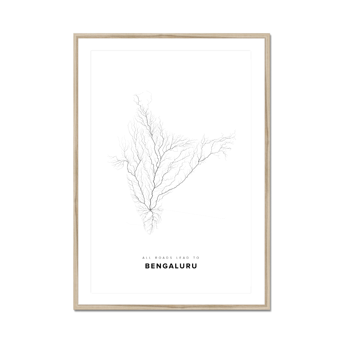 All roads lead to Bengaluru (India) Fine Art Map Print