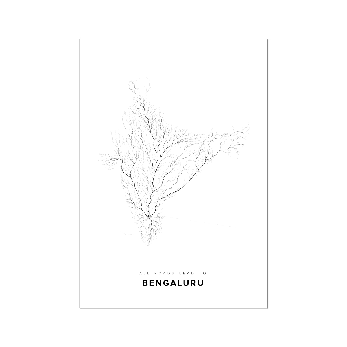 All roads lead to Bengaluru (India) Fine Art Map Print