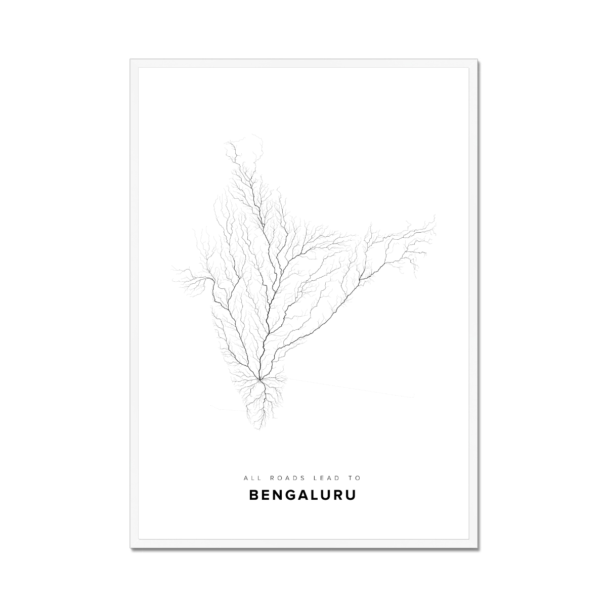 All roads lead to Bengaluru (India) Fine Art Map Print