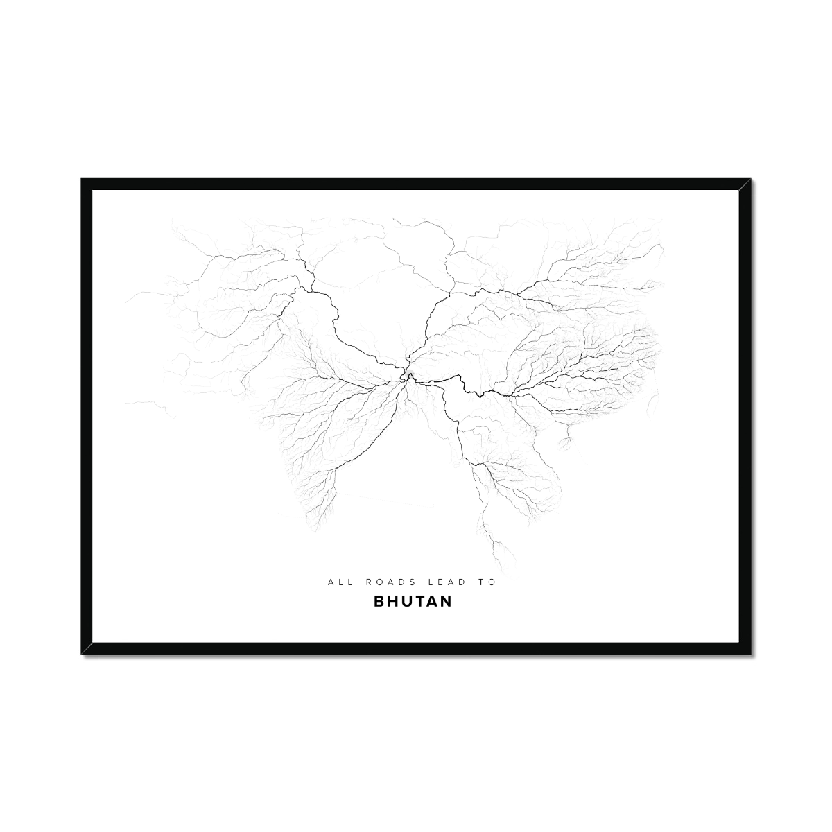 All roads lead to Bhutan Fine Art Map Print