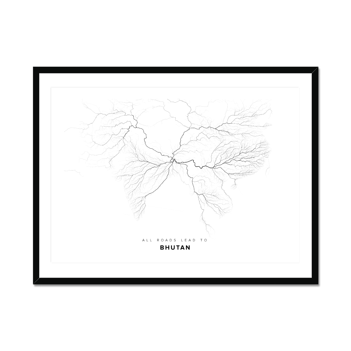 All roads lead to Bhutan Fine Art Map Print