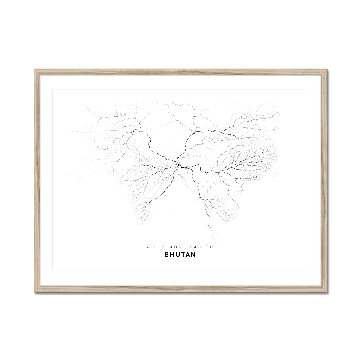 All roads lead to Bhutan Fine Art Map Print