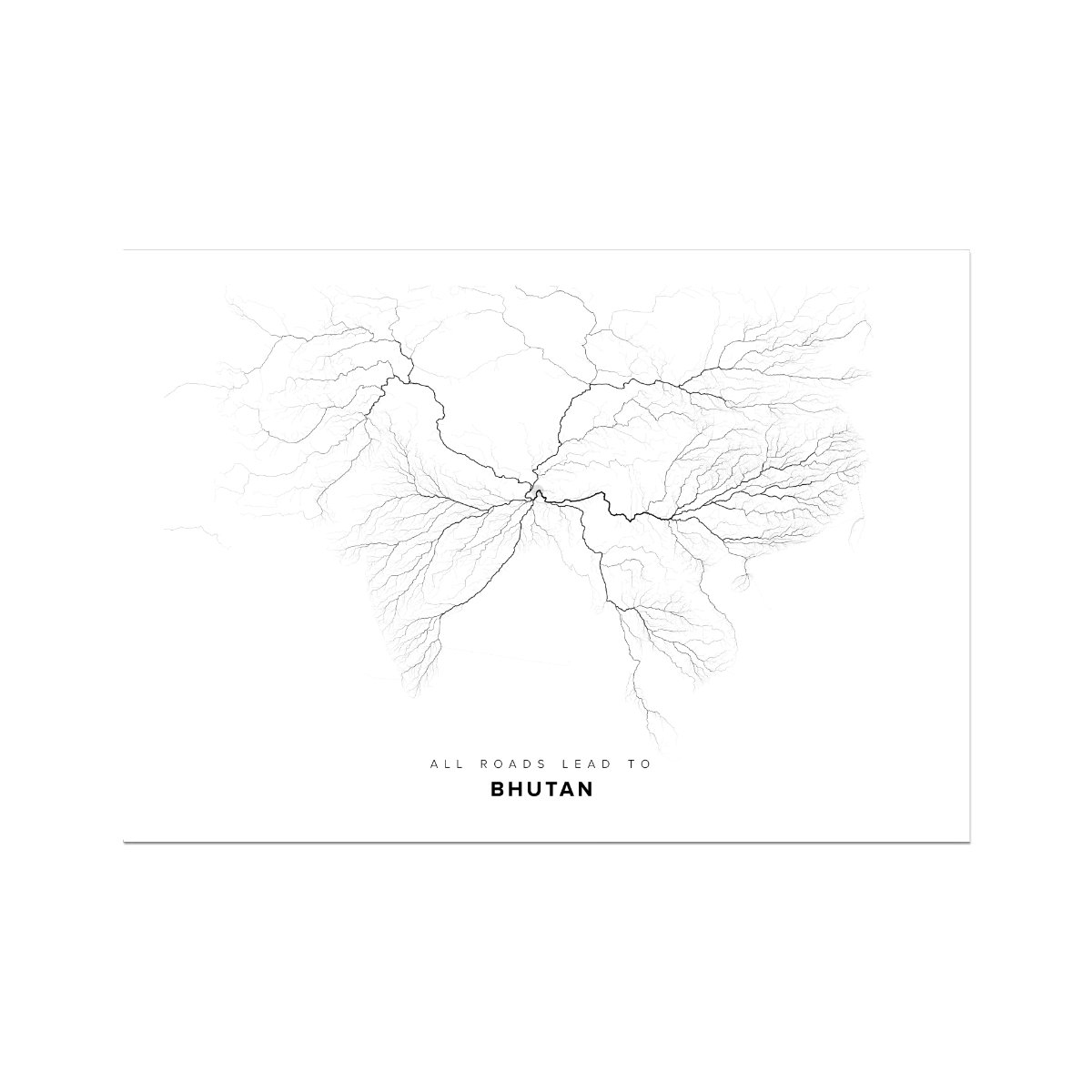 All roads lead to Bhutan Fine Art Map Print