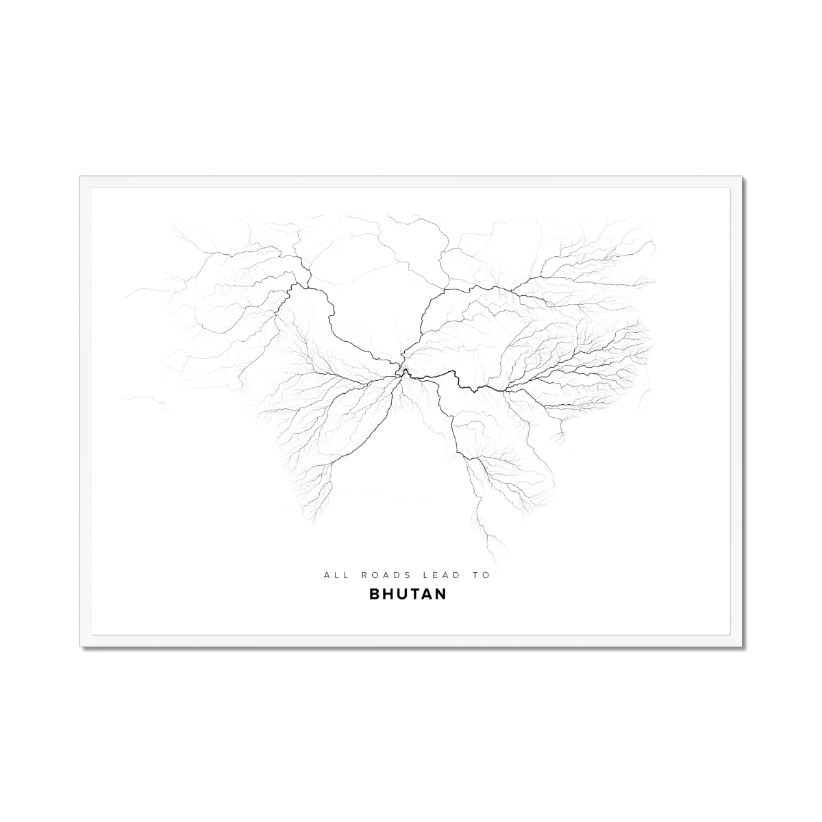 All roads lead to Bhutan Fine Art Map Print