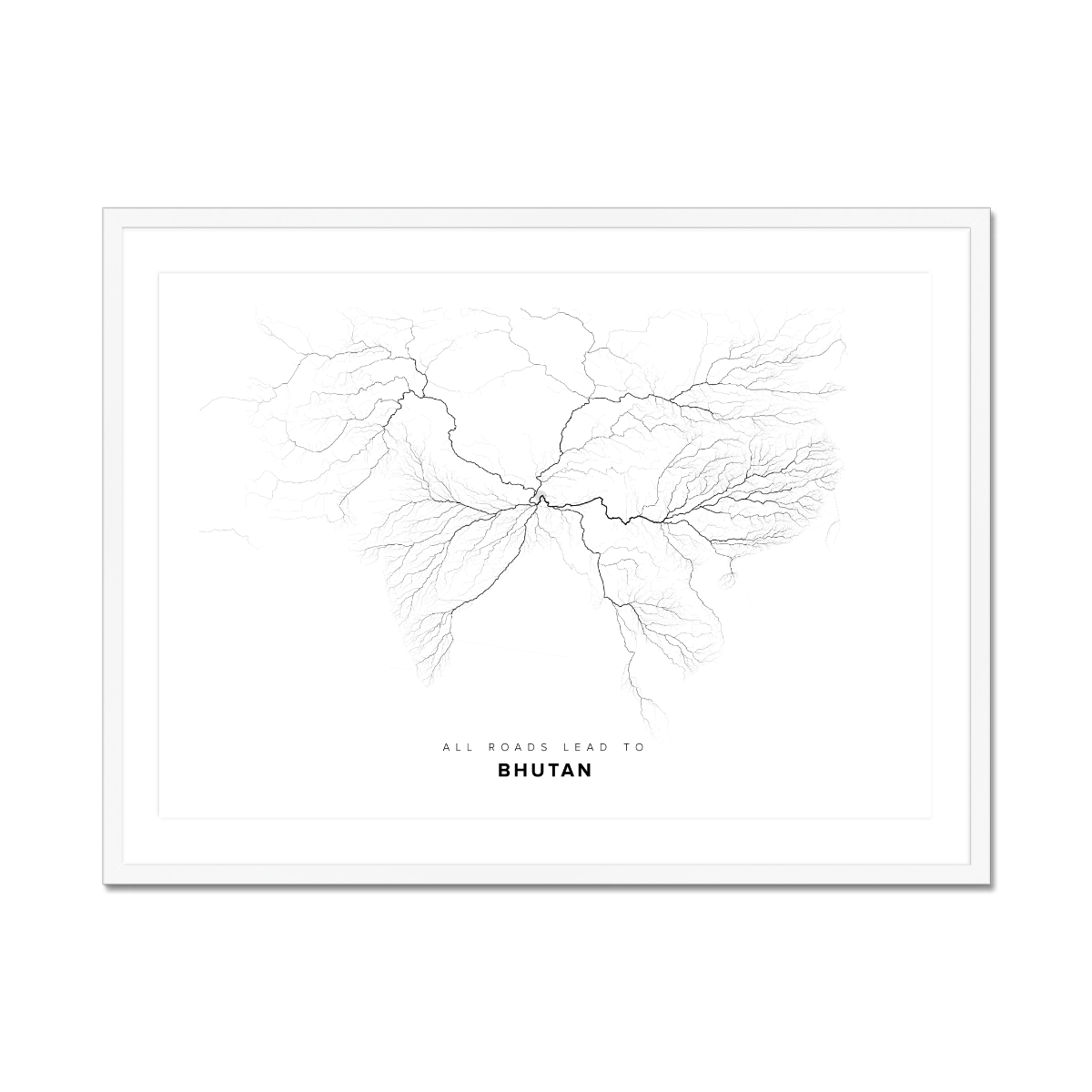 All roads lead to Bhutan Fine Art Map Print