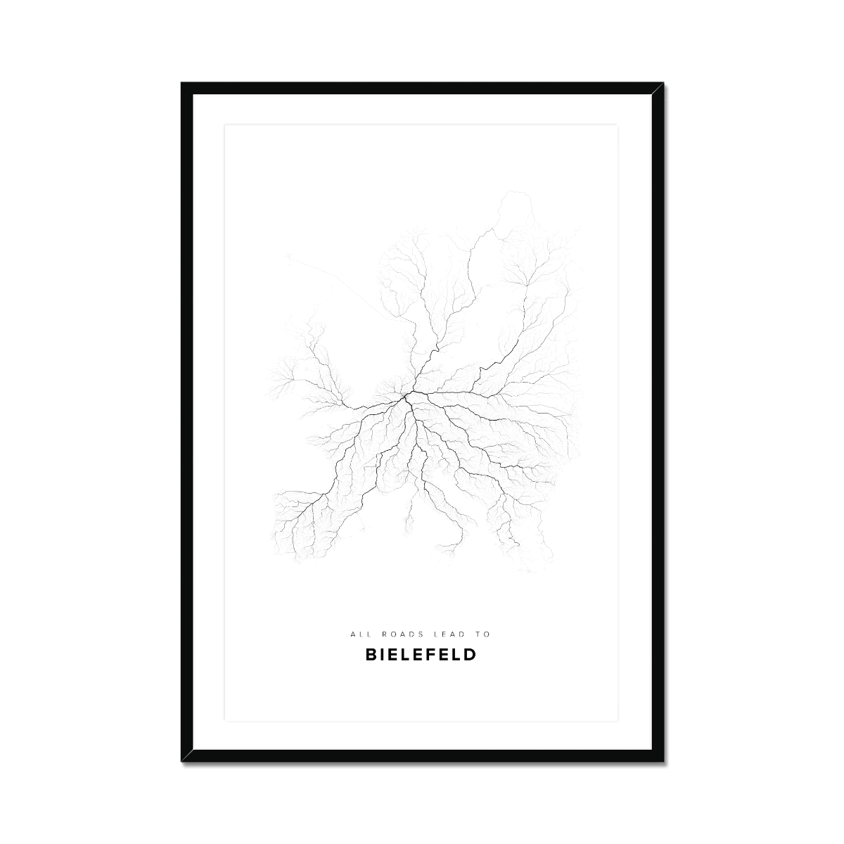 All roads lead to Bielefeld (Germany) Fine Art Map Print