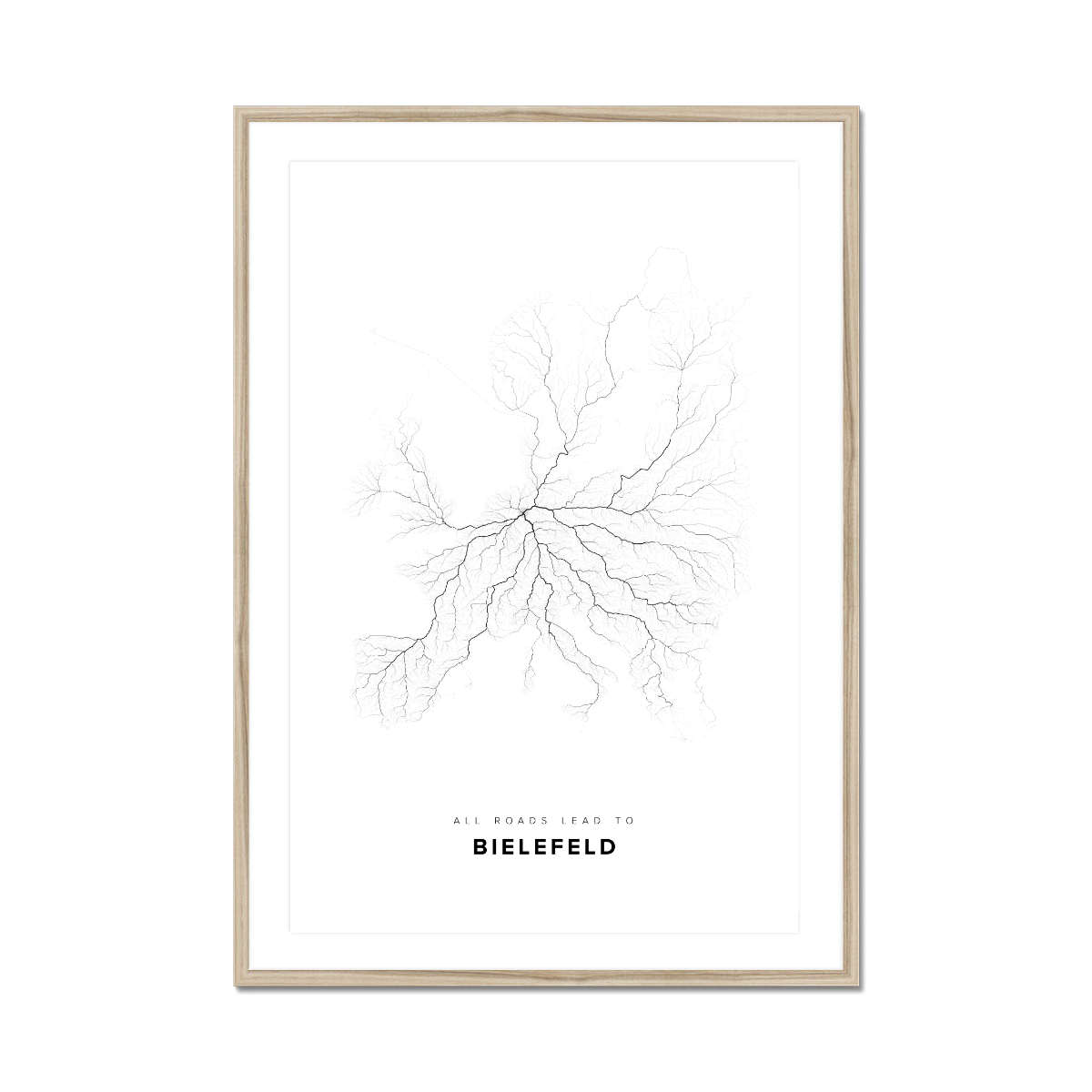All roads lead to Bielefeld (Germany) Fine Art Map Print