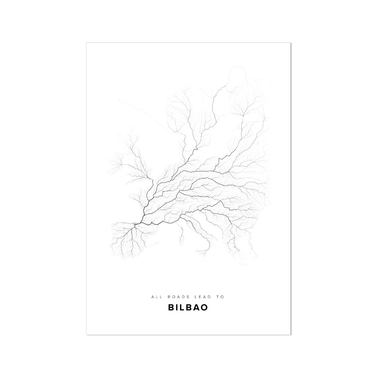 All roads lead to Bilbao (Spain) Fine Art Map Print