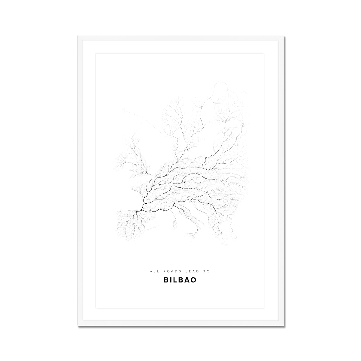 All roads lead to Bilbao (Spain) Fine Art Map Print