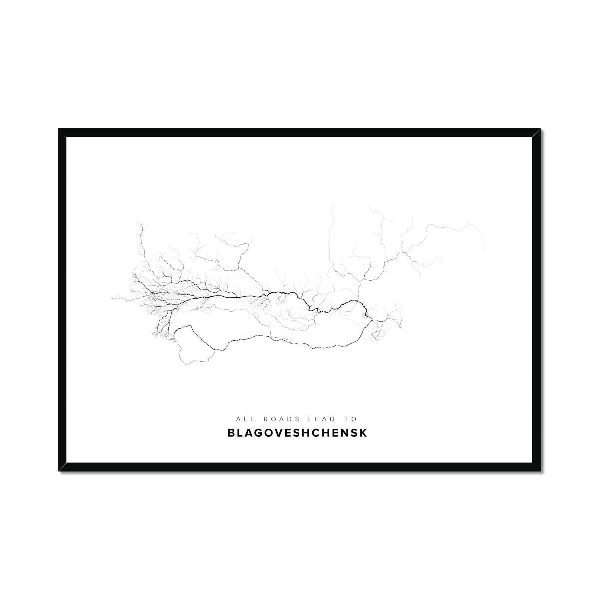 All roads lead to Blagoveshchensk (Russian Federation) Fine Art Map Print