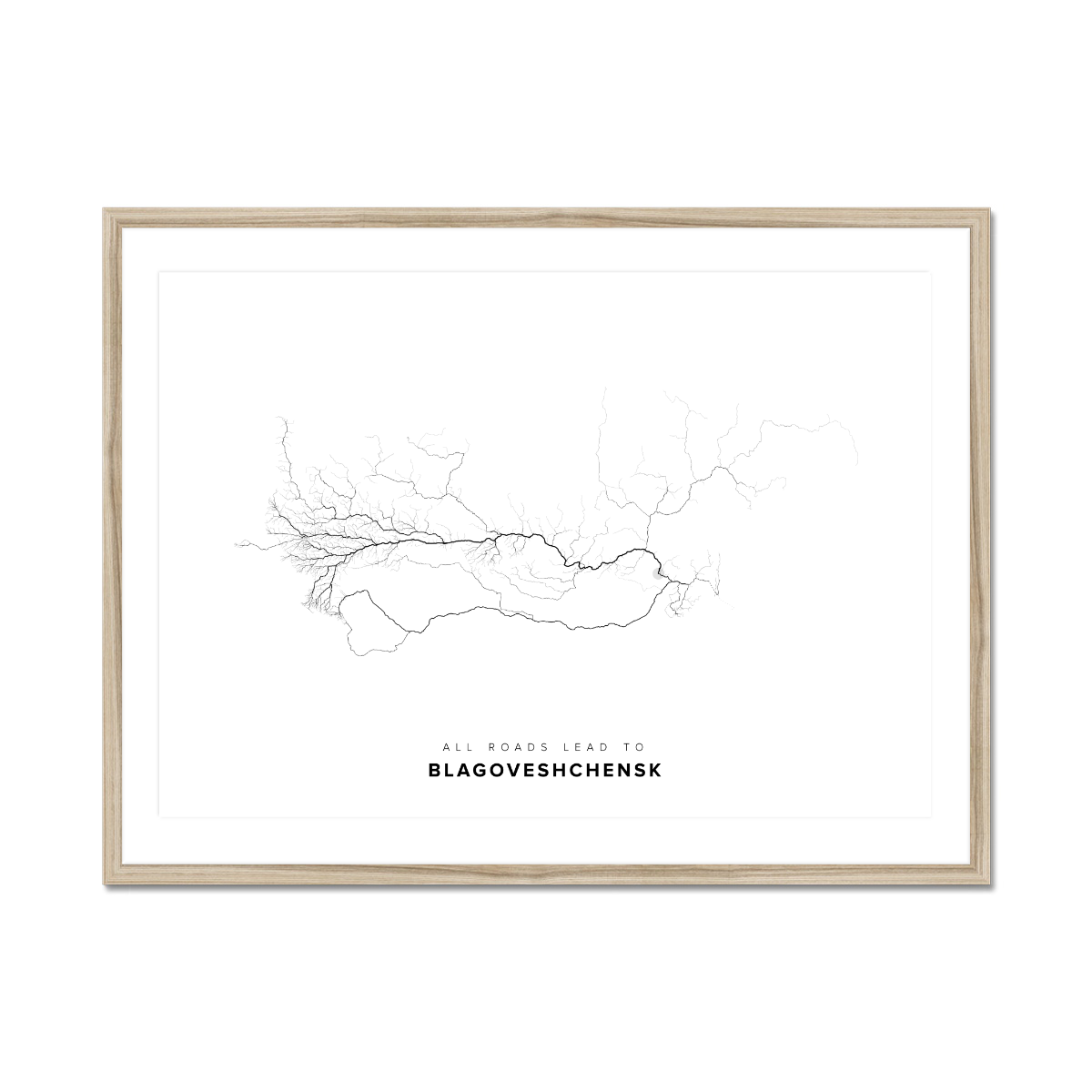 All roads lead to Blagoveshchensk (Russian Federation) Fine Art Map Print