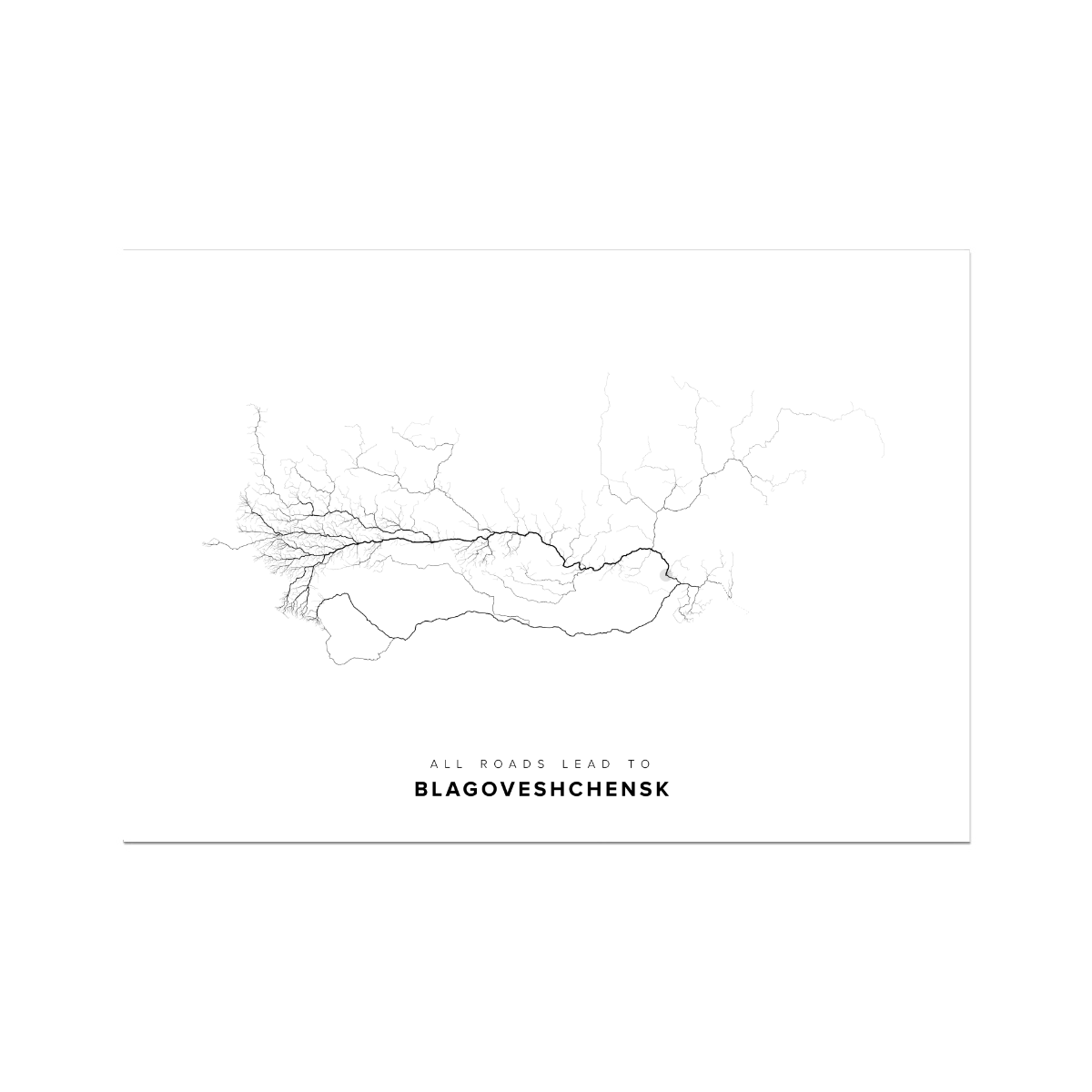 All roads lead to Blagoveshchensk (Russian Federation) Fine Art Map Print