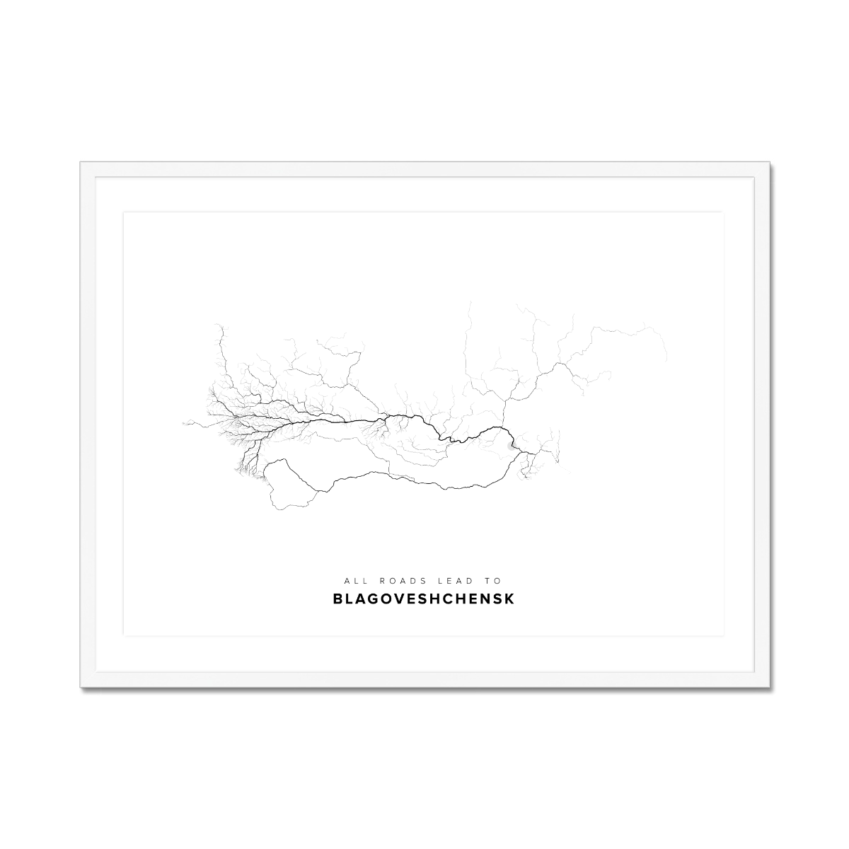 All roads lead to Blagoveshchensk (Russian Federation) Fine Art Map Print