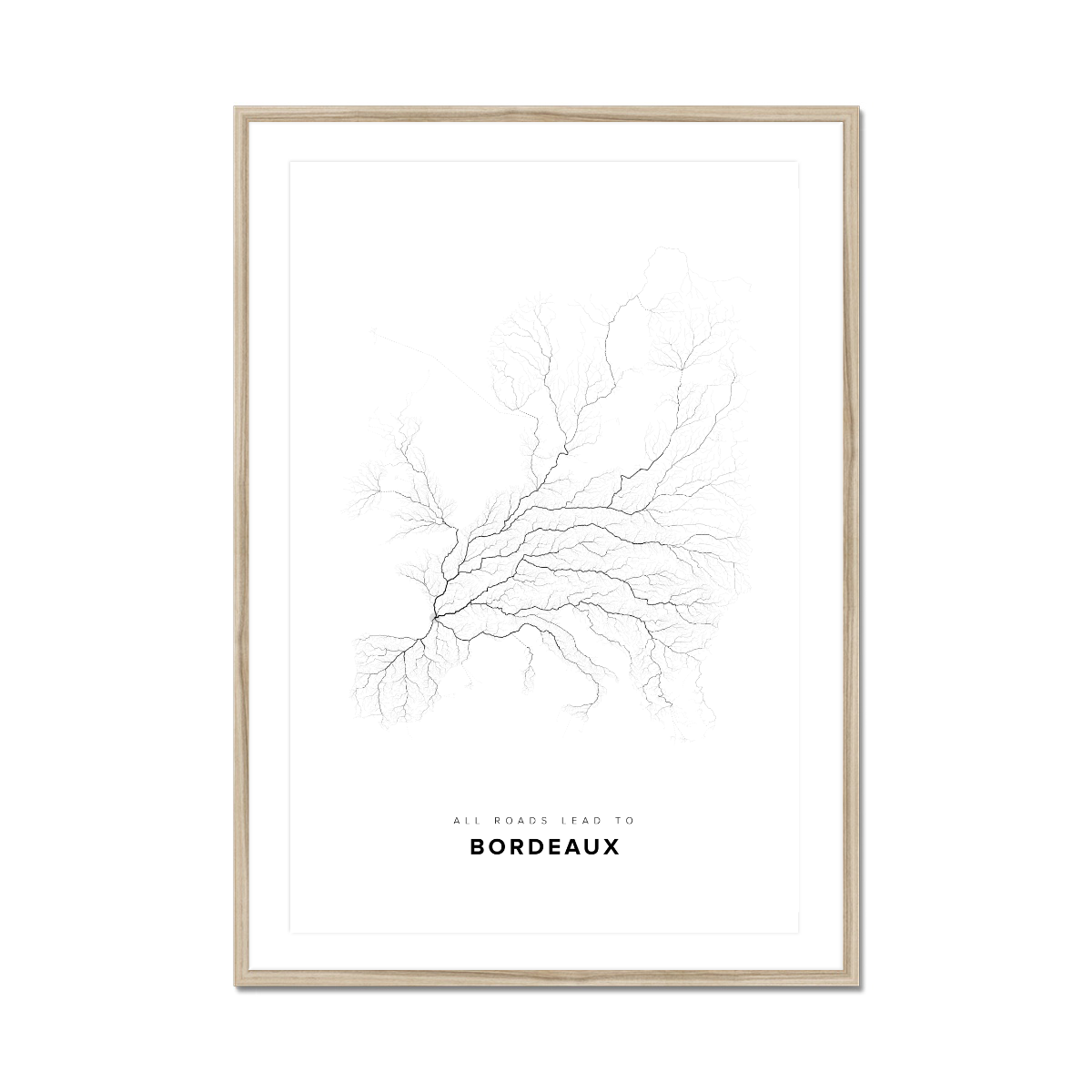 All roads lead to Bordeaux (France) Fine Art Map Print