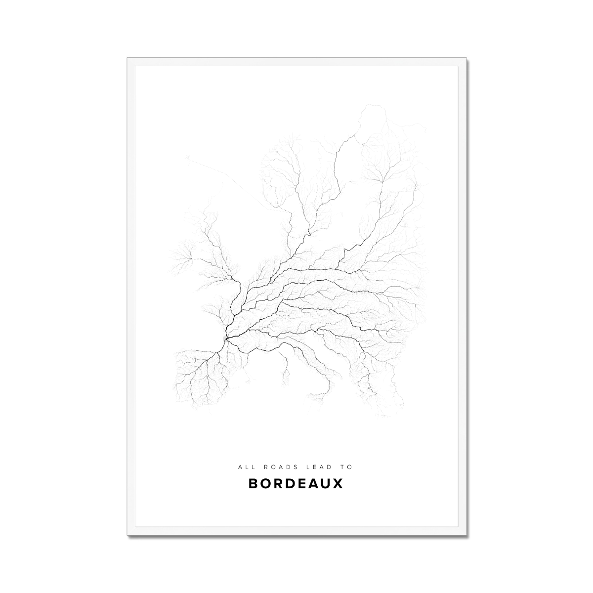 All roads lead to Bordeaux (France) Fine Art Map Print