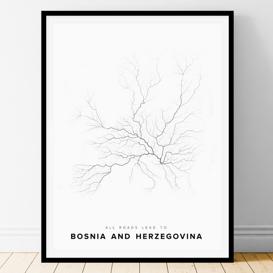 All roads lead to Bosnia and Herzegovina Fine Art Map Print