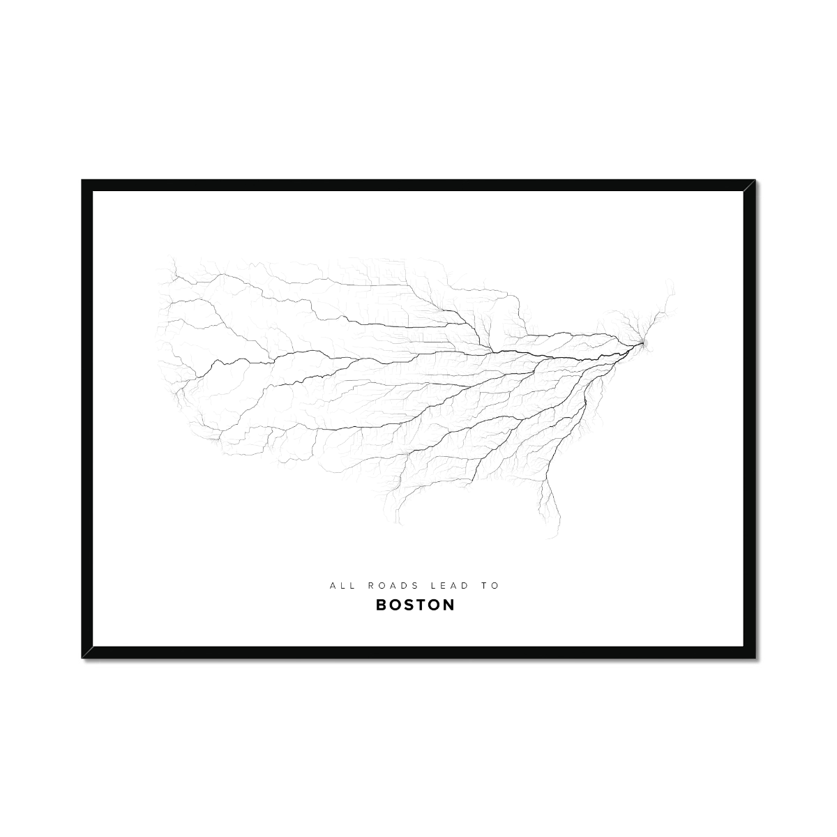 All roads lead to Boston (United States of America) Fine Art Map Print