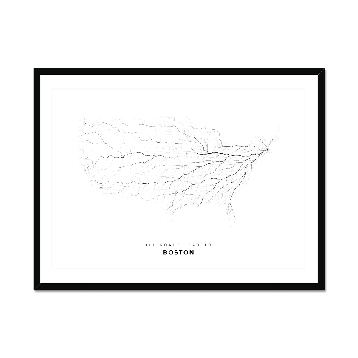 All roads lead to Boston (United States of America) Fine Art Map Print