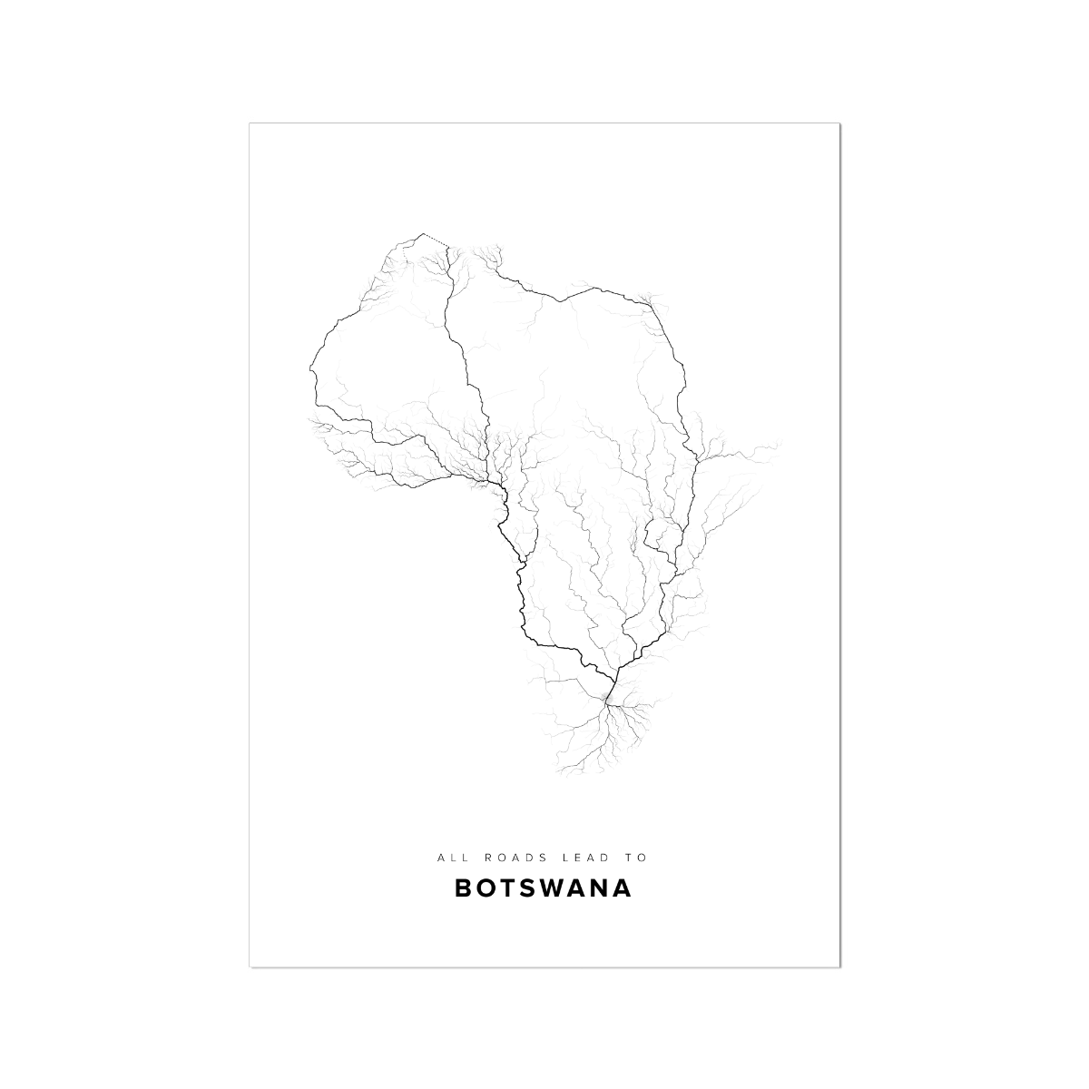 All roads lead to Botswana Fine Art Map Print
