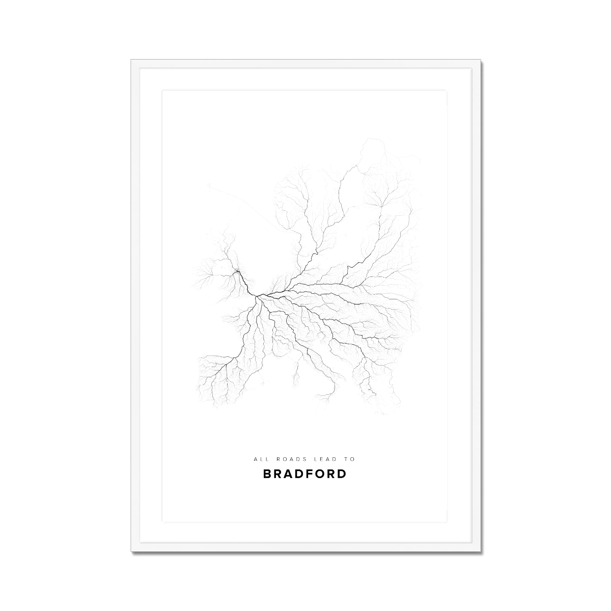 All roads lead to Bradford (United Kingdom of Great Britain and Northern Ireland) Fine Art Map Print