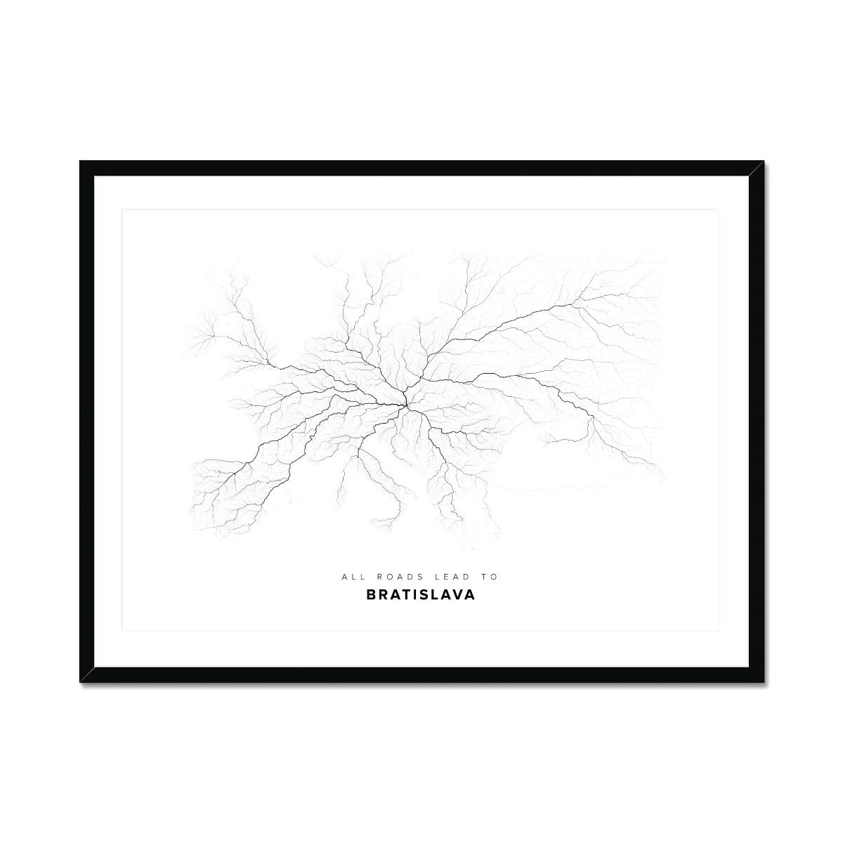 All roads lead to Bratislava (Slovakia) Fine Art Map Print