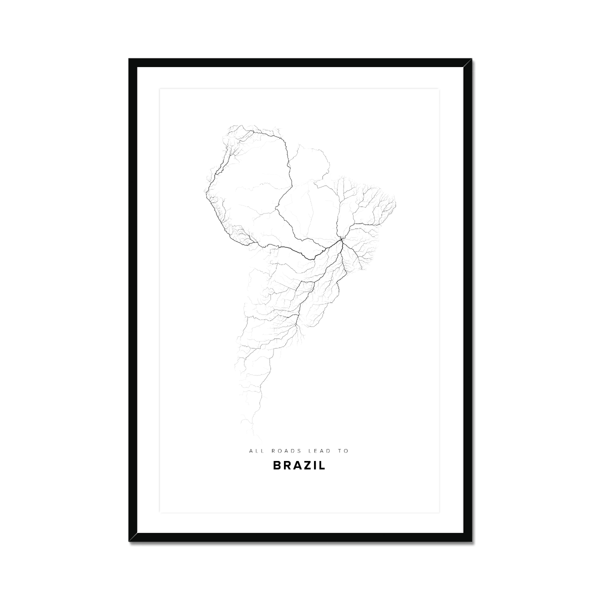 All roads lead to Brazil Fine Art Map Print