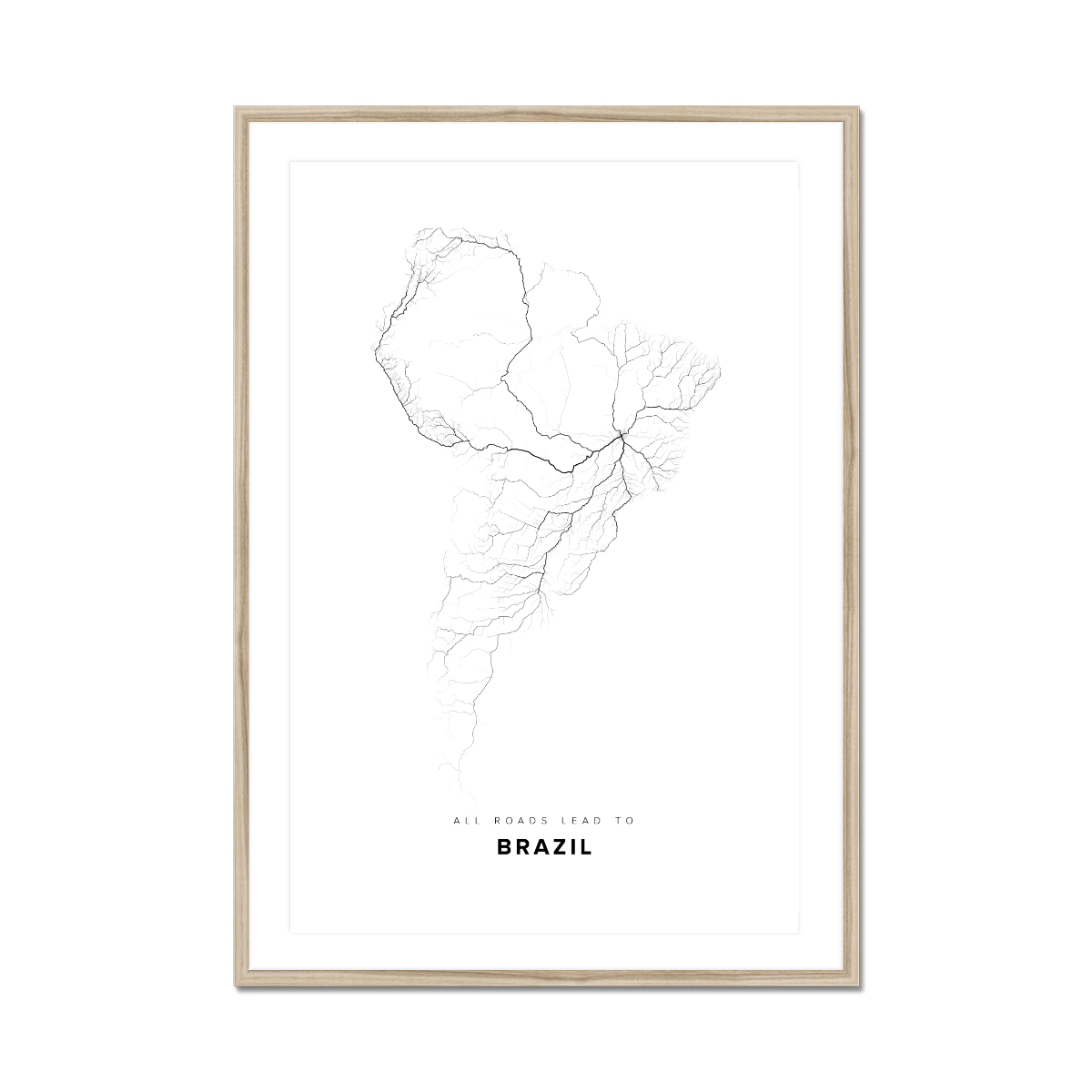 All roads lead to Brazil Fine Art Map Print