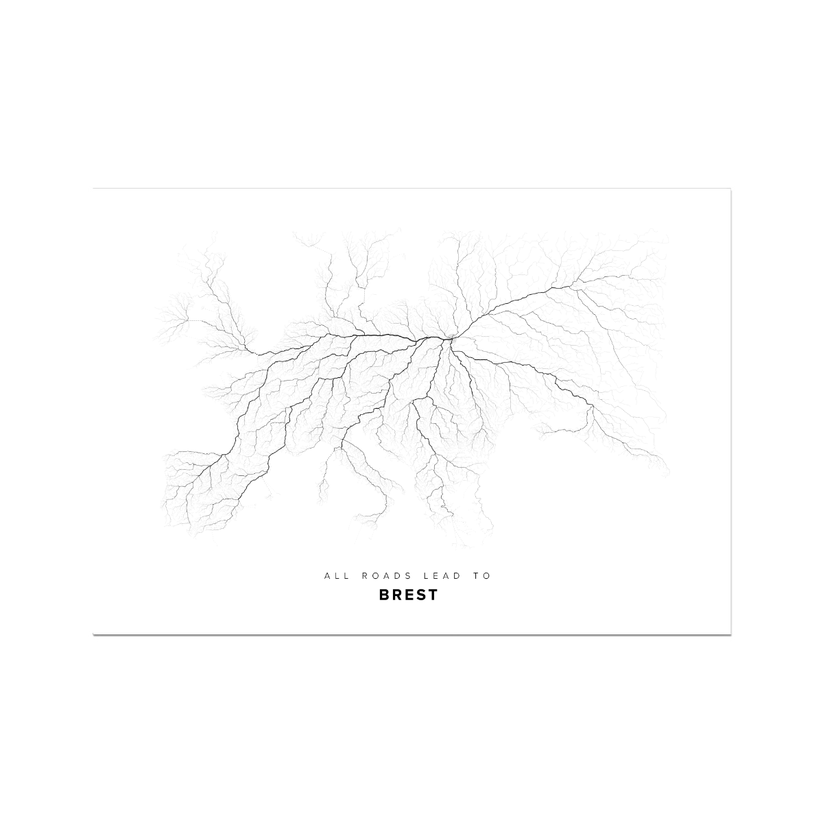 All roads lead to Brest (Belarus) Fine Art Map Print