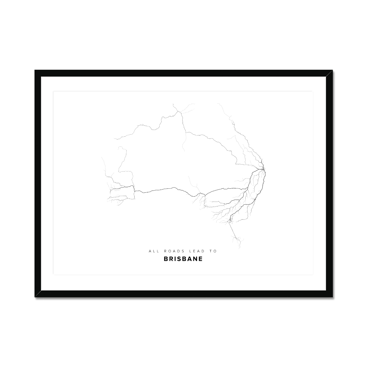 All roads lead to Brisbane (Australia) Fine Art Map Print