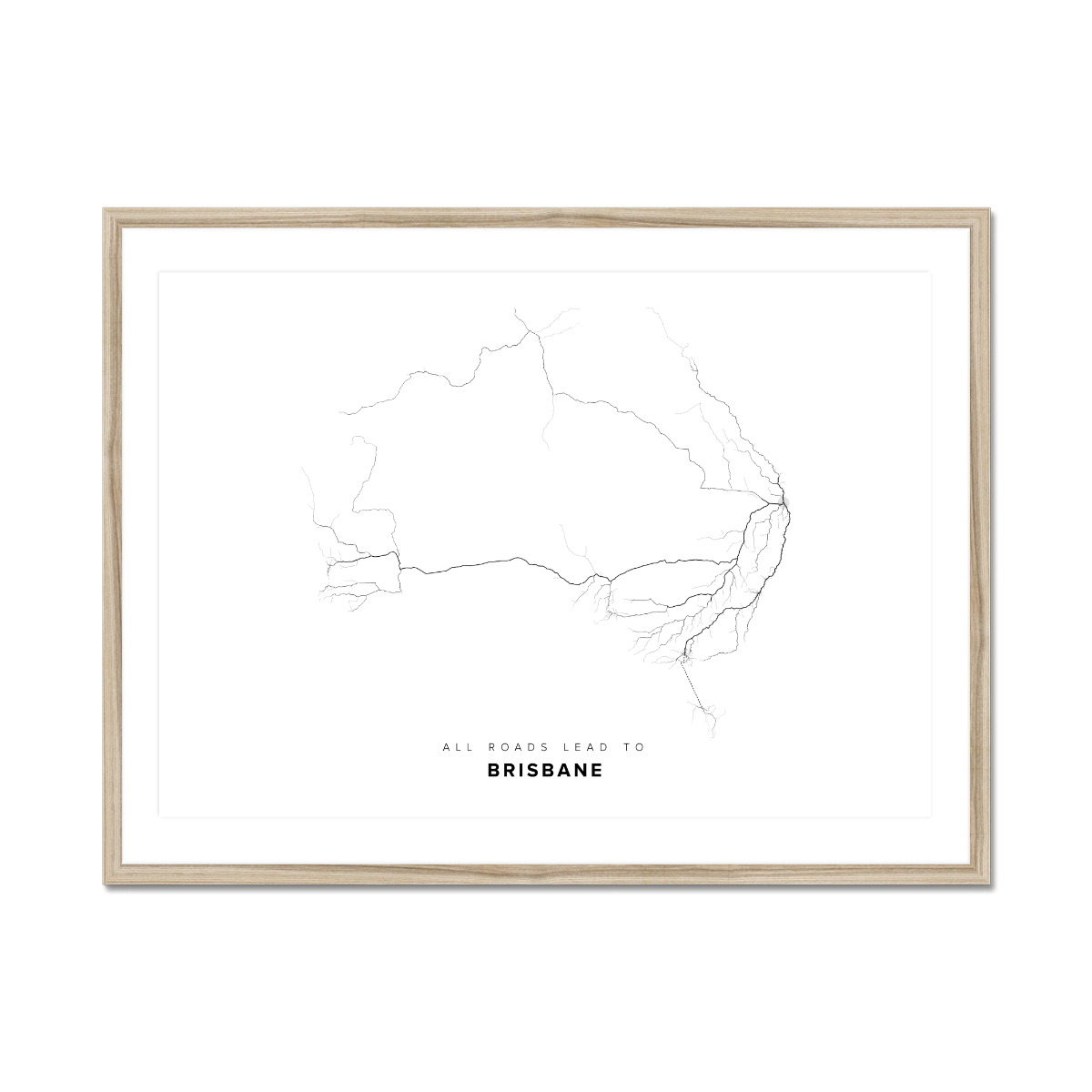 All roads lead to Brisbane (Australia) Fine Art Map Print