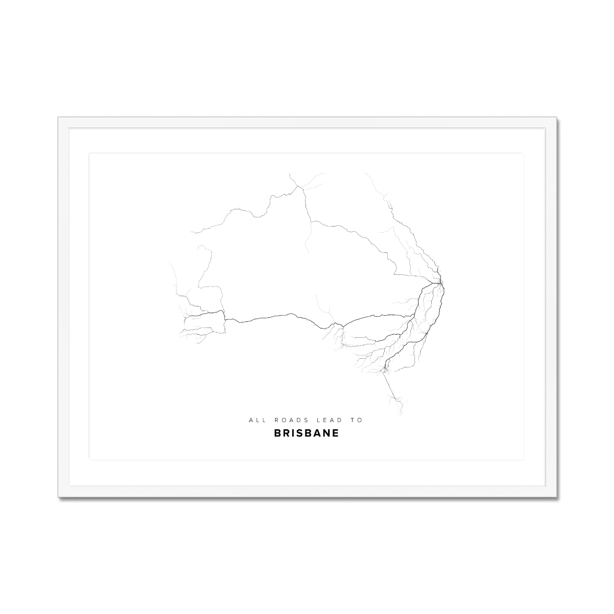 All roads lead to Brisbane (Australia) Fine Art Map Print