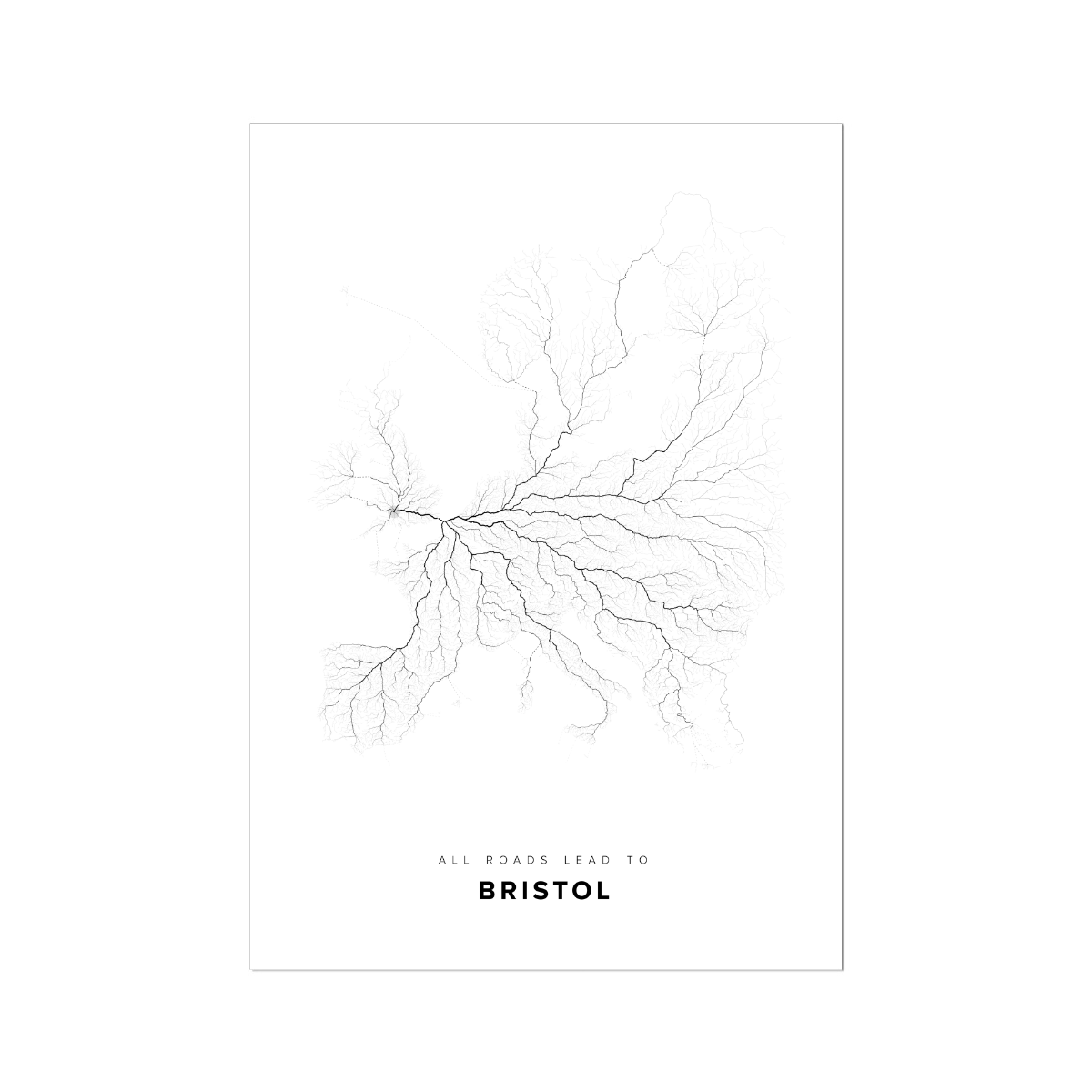 All roads lead to Bristol (United Kingdom of Great Britain and Northern Ireland) Fine Art Map Print