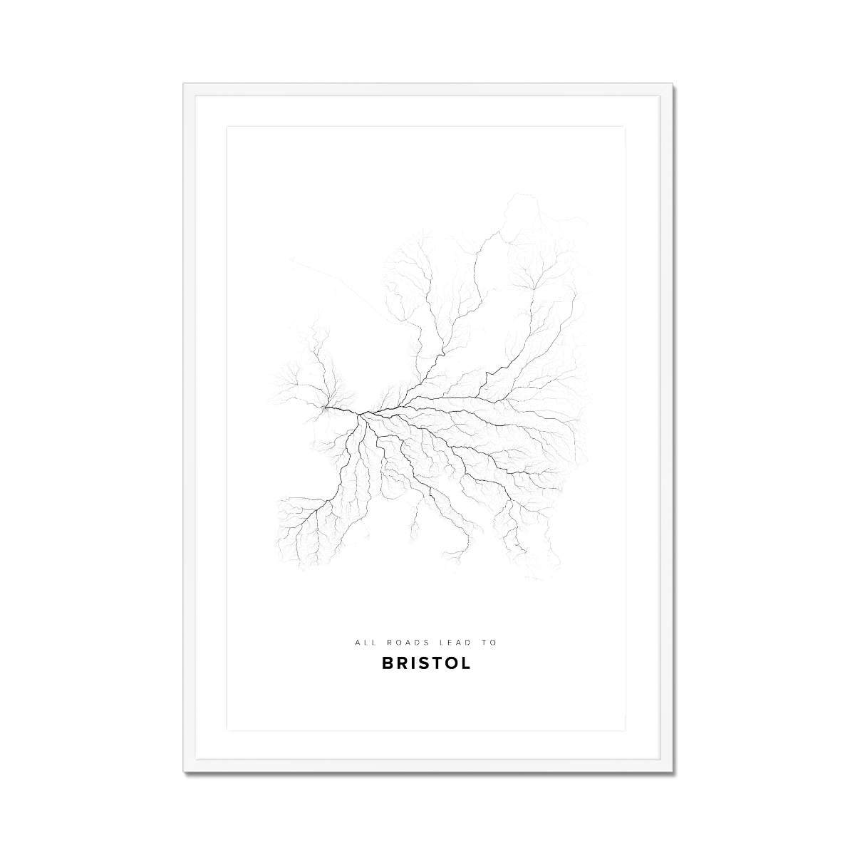 All roads lead to Bristol (United Kingdom of Great Britain and Northern Ireland) Fine Art Map Print